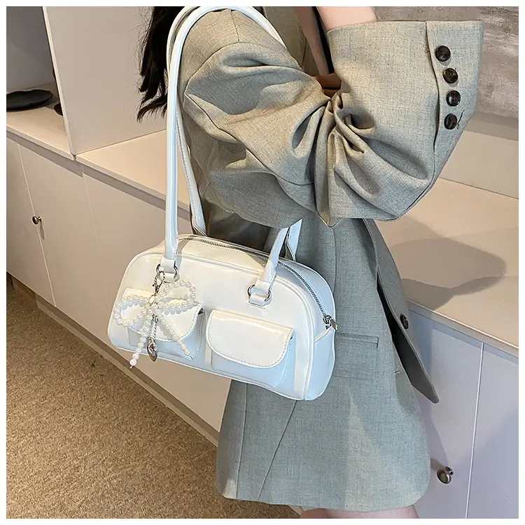 White Pearl Bow Shoulder Bag for Women — feature 27
