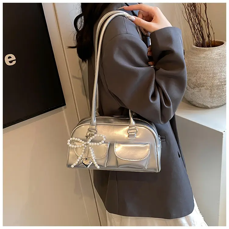 White Pearl Bow Shoulder Bag for Women — feature 28
