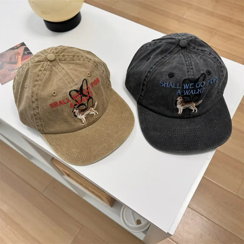 Korean Style Dog Cap for Women Men Brown Black - Image 3