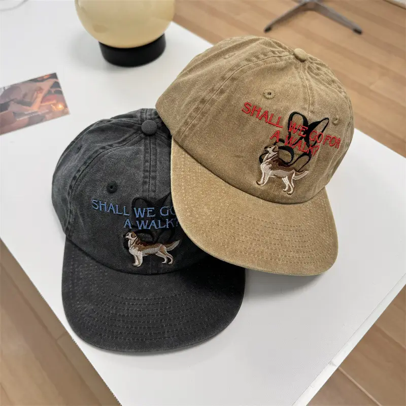 Korean Style Dog Cap for Women Men Brown Black - Image 4
