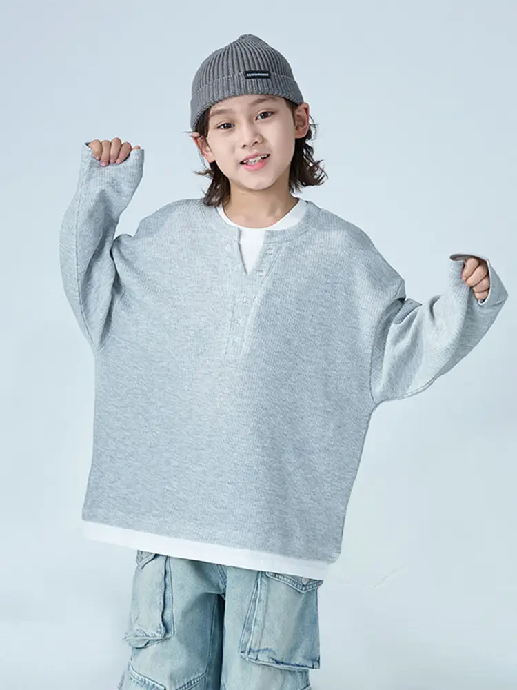 Boys Long Sleeve Grey Sweatshirt 2026 Autumn - Image 3