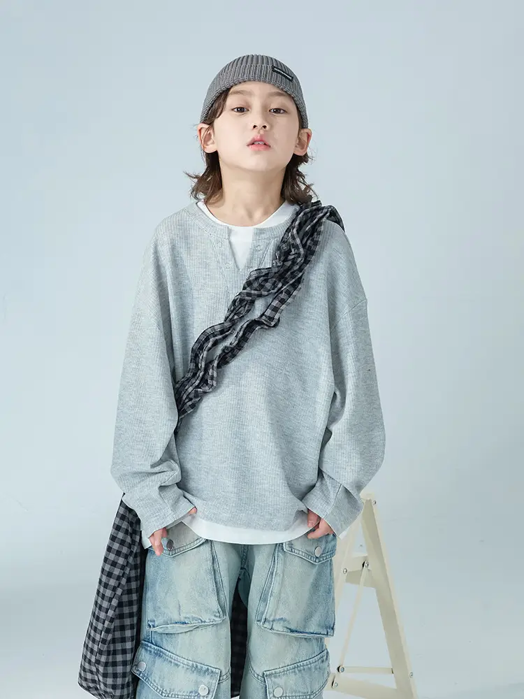 Boys Long Sleeve Grey Sweatshirt 2026 Autumn - Image 4