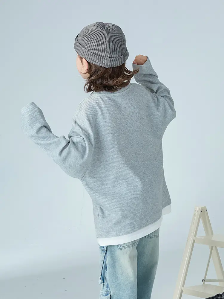 Boys Long Sleeve Grey Sweatshirt 2026 Autumn - Image 5