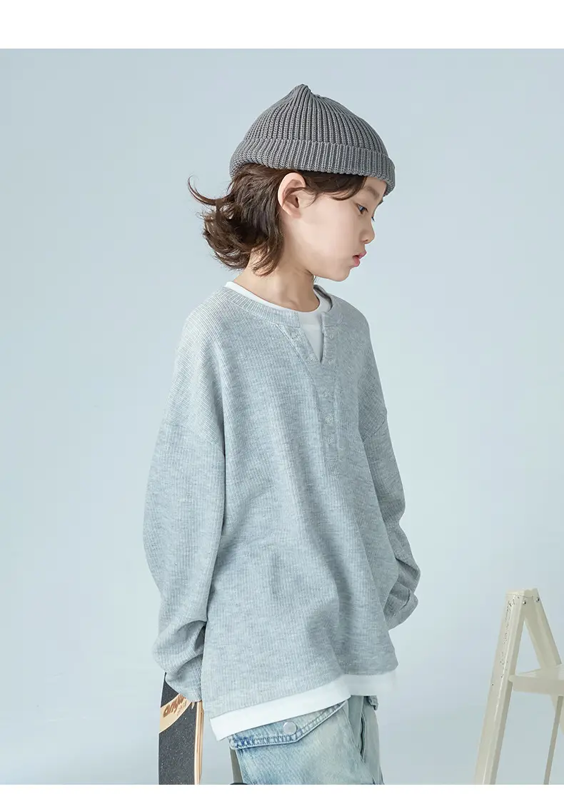 Boys Long Sleeve Grey Sweatshirt 2026 Autumn — feature 10