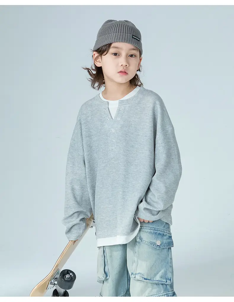 Boys Long Sleeve Grey Sweatshirt 2026 Autumn — feature 11