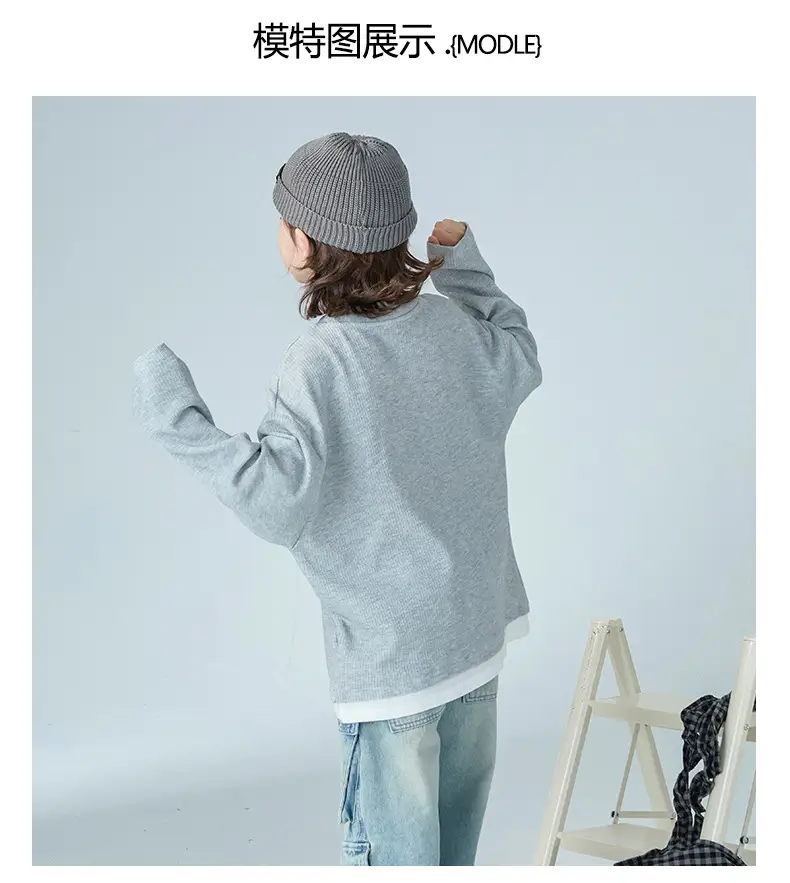 Boys Long Sleeve Grey Sweatshirt 2026 Autumn — feature 5