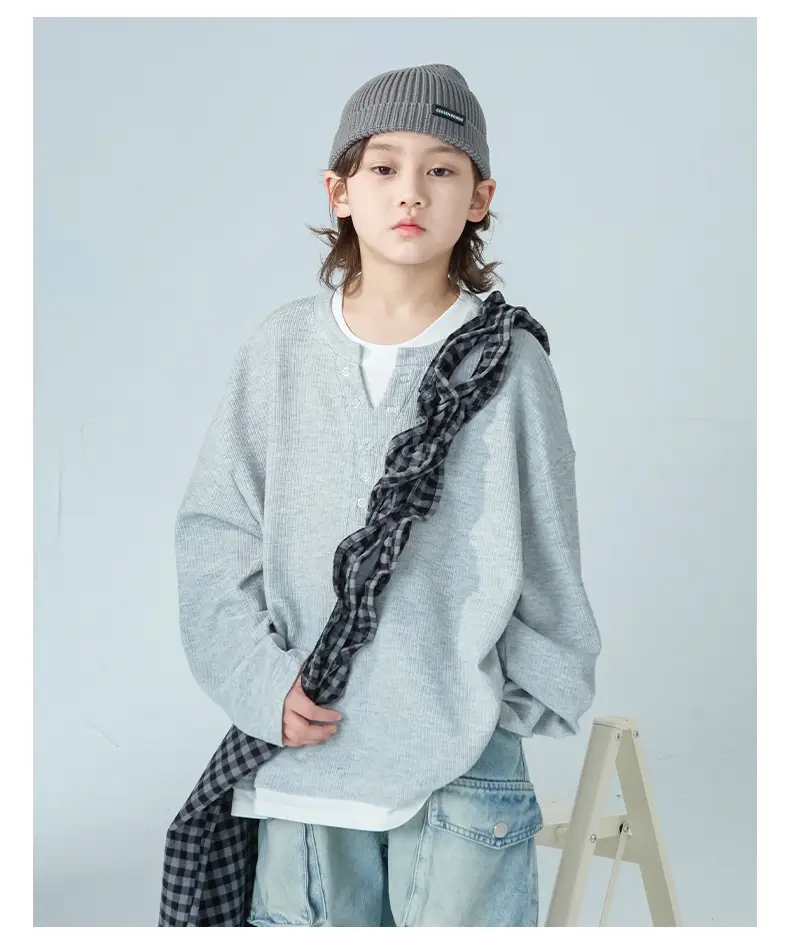 Boys Long Sleeve Grey Sweatshirt 2026 Autumn — feature 6
