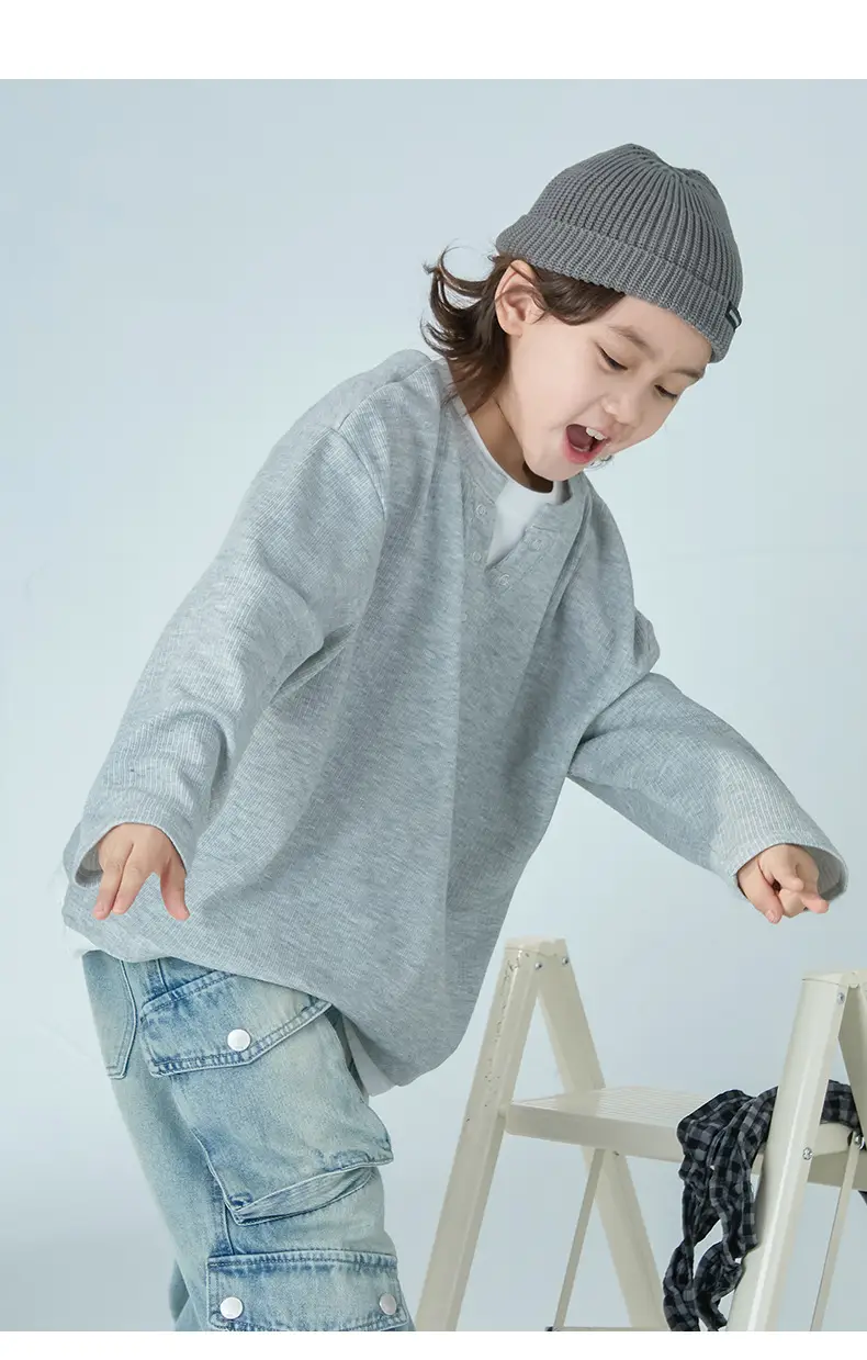 Boys Long Sleeve Grey Sweatshirt 2026 Autumn — feature 9