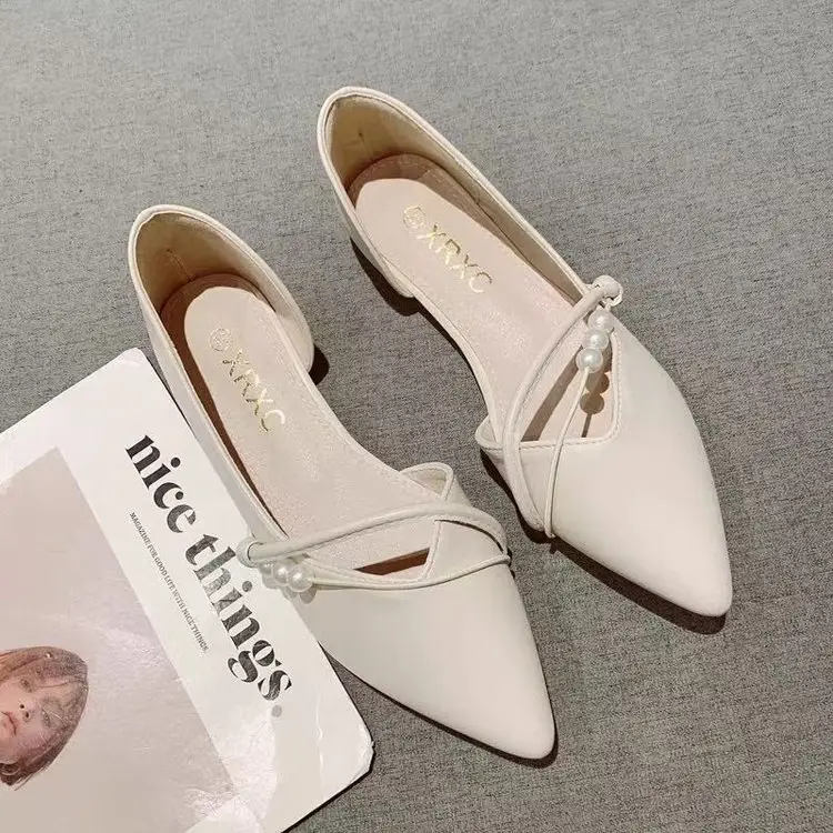 French Side Air Quality Flats for Women 2023 Spring New Pointed Toe Flats Bottom Evening Style Fairy Soft Leather Beanie Shoes - Image 3