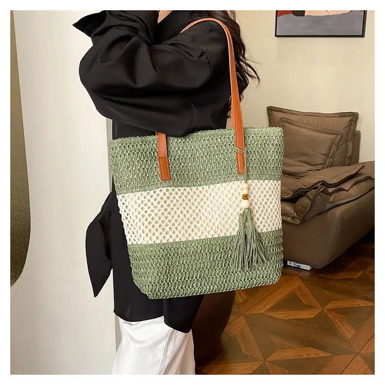 Women's Cross-Coupled Straw Tassel Bag Large Capacity — feature 15