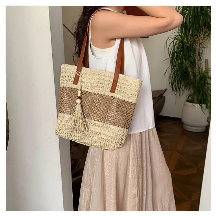 Women's Cross-Coupled Straw Tassel Bag Large Capacity — feature 22