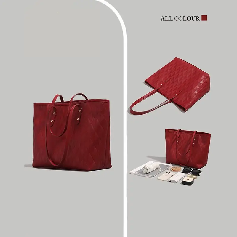 Red Textured Women's Shoulder Bag 2026