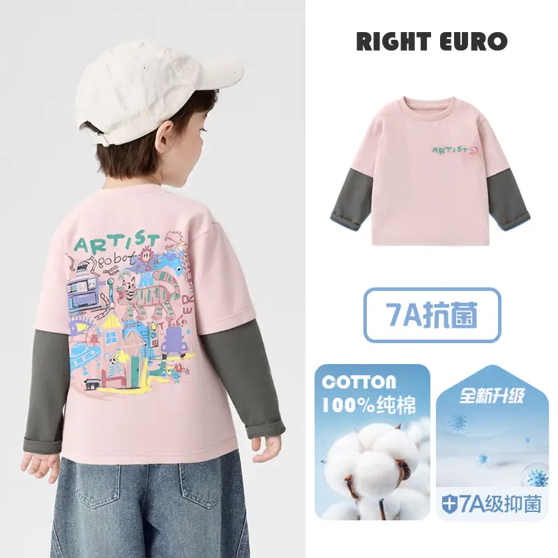 Right European Kids T-Shirt Cotton 7A Antibacterial Spring Outfit