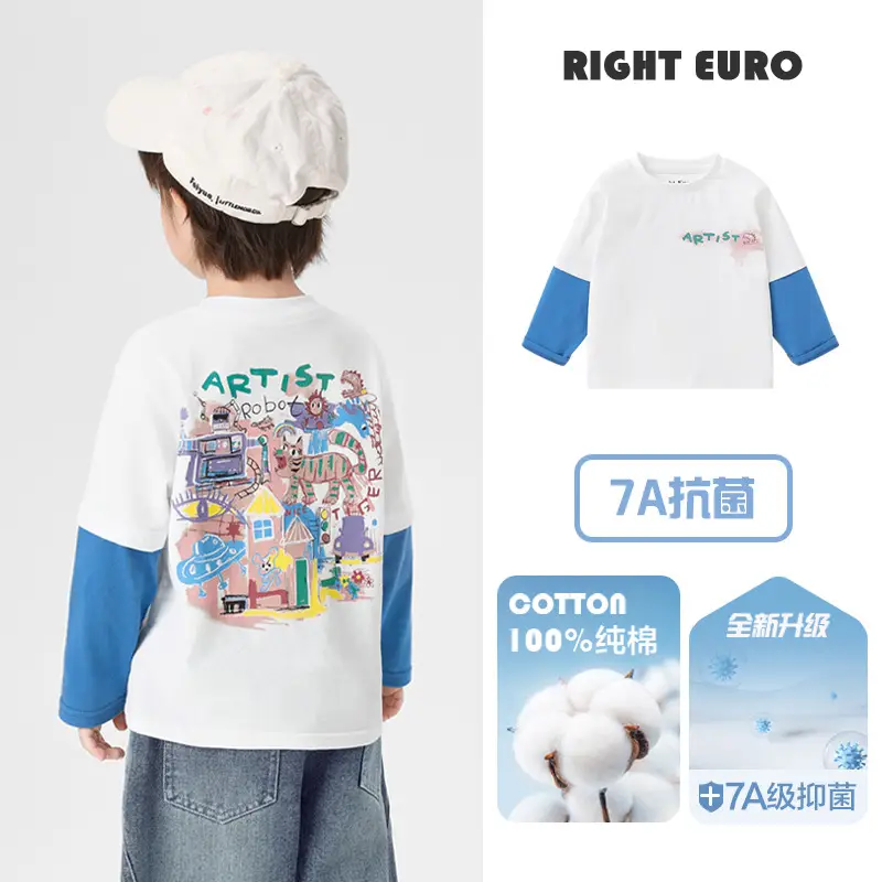 Right European Kids T-Shirt Cotton 7A Antibacterial Spring Outfit