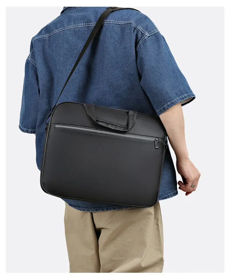 Reflective Zipper Laptop Bag Grey Shoulder Business Portable — feature 12