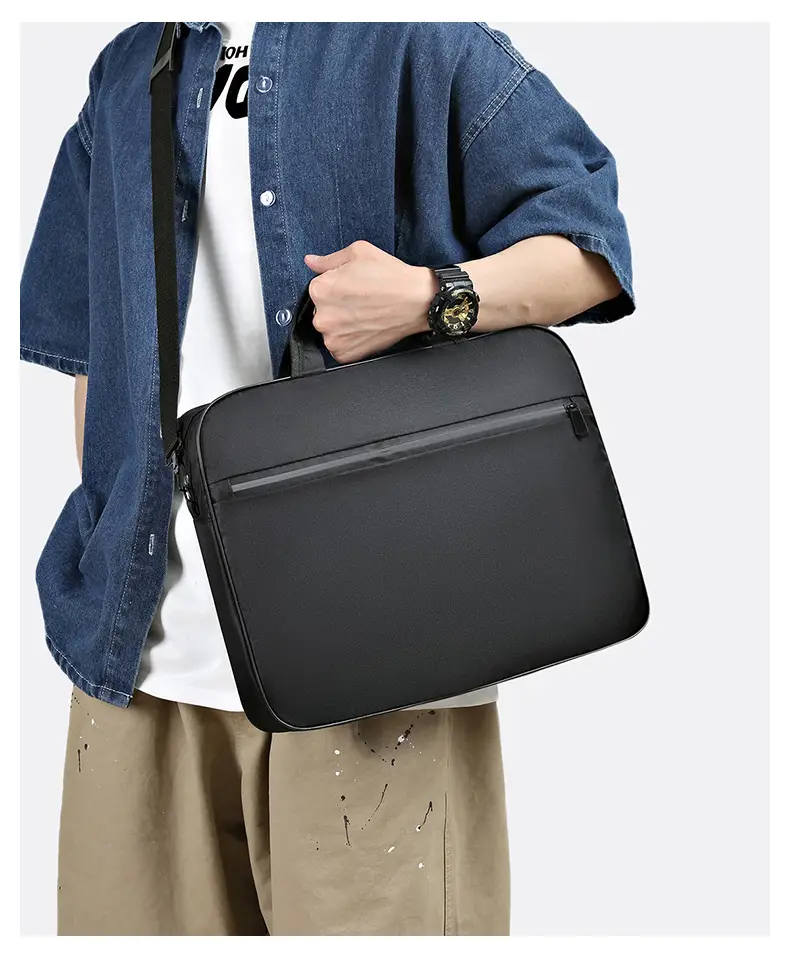 Reflective Zipper Laptop Bag Grey Shoulder Business Portable — feature 13