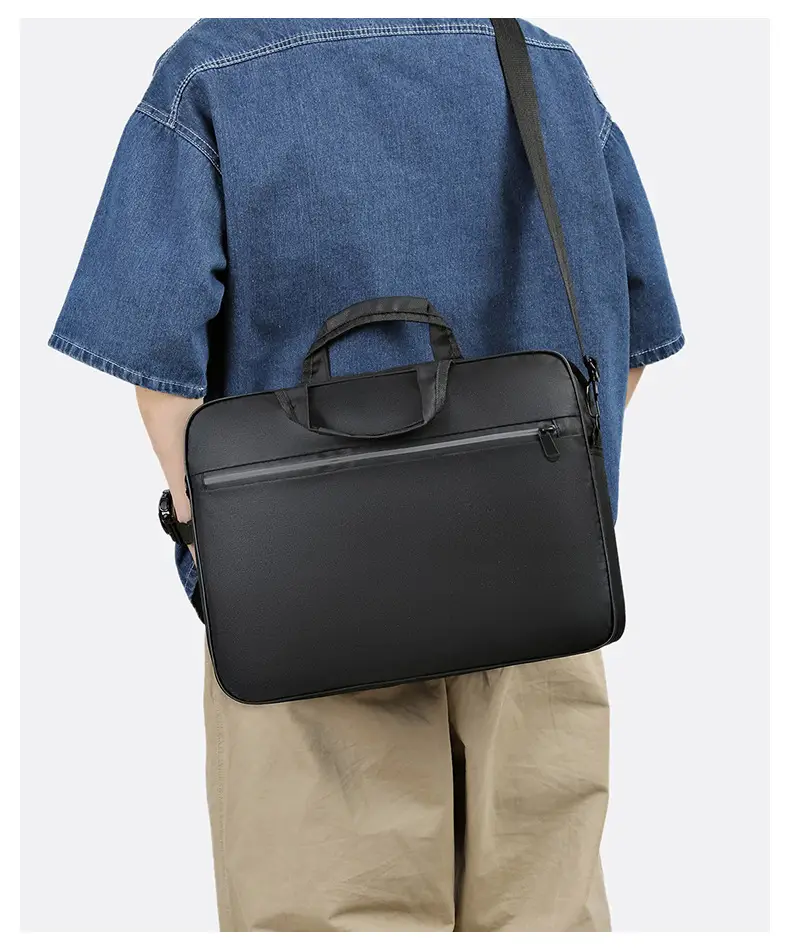 Reflective Zipper Laptop Bag Grey Shoulder Business Portable — feature 14