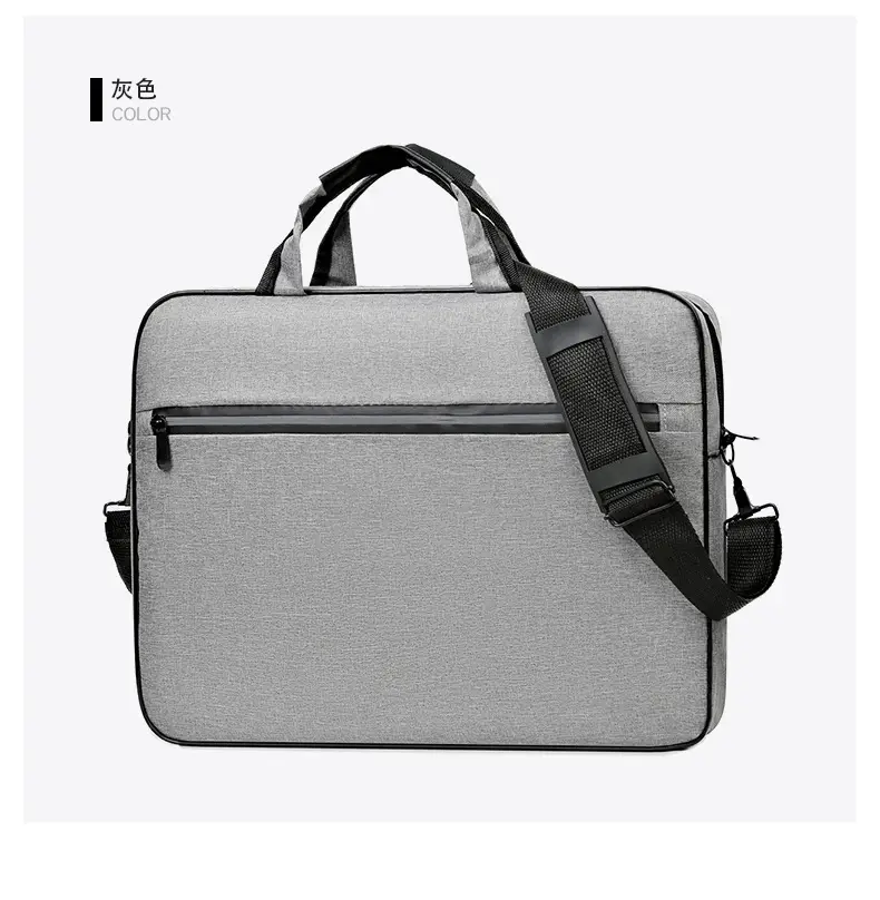 Reflective Zipper Laptop Bag Grey Shoulder Business Portable — feature 16