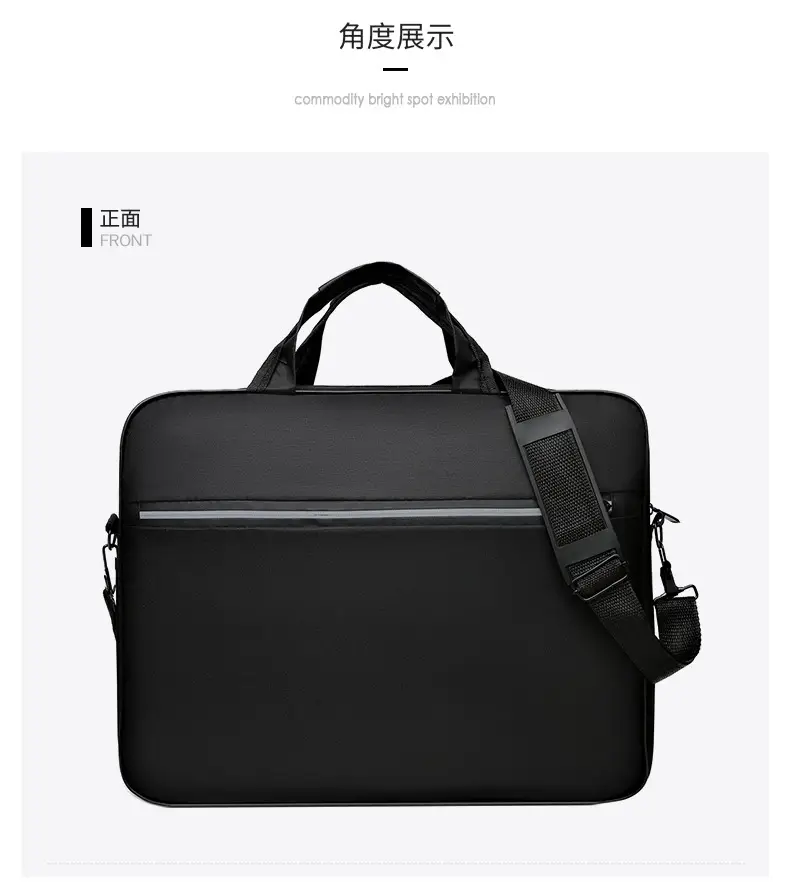 Reflective Zipper Laptop Bag Grey Shoulder Business Portable — feature 17