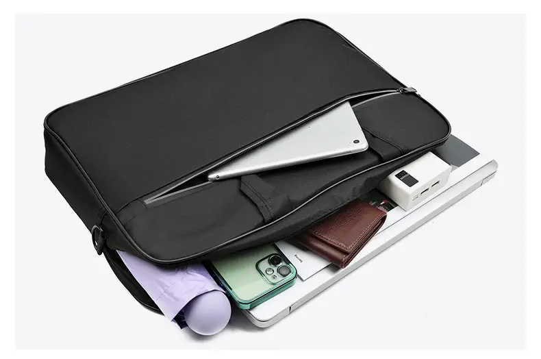Reflective Zipper Laptop Bag Grey Shoulder Business Portable — feature 31