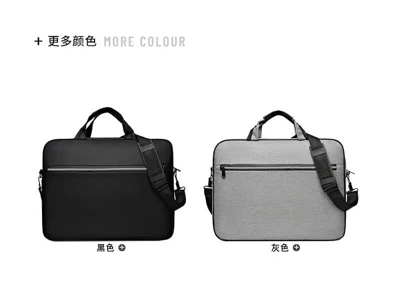 Reflective Zipper Laptop Bag Grey Shoulder Business Portable — feature 5
