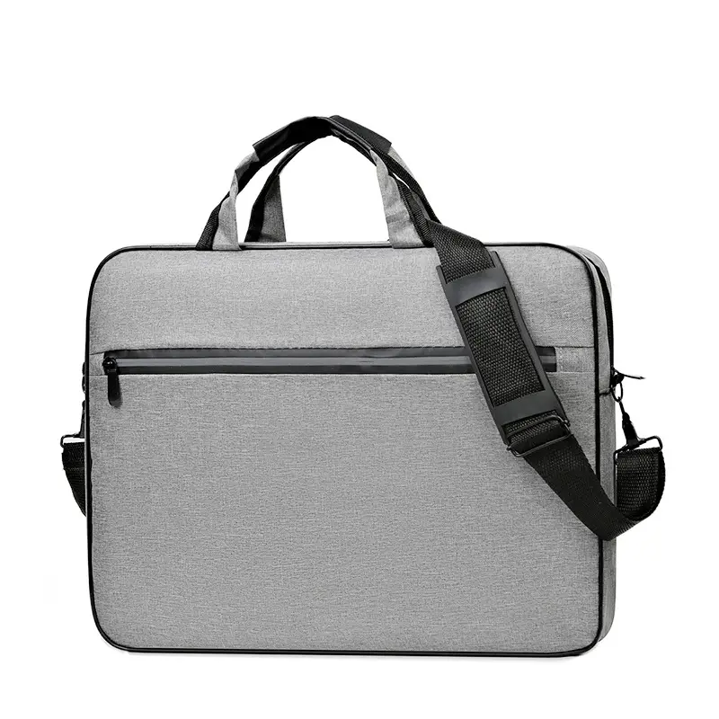 Reflective Zipper Laptop Bag Grey Shoulder Business Portable - Image 2