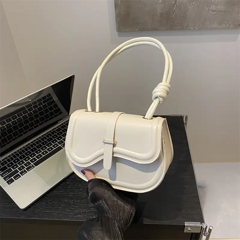 Women's White Crossbody Shoulder Bag with Adjustable Strap - Image 2