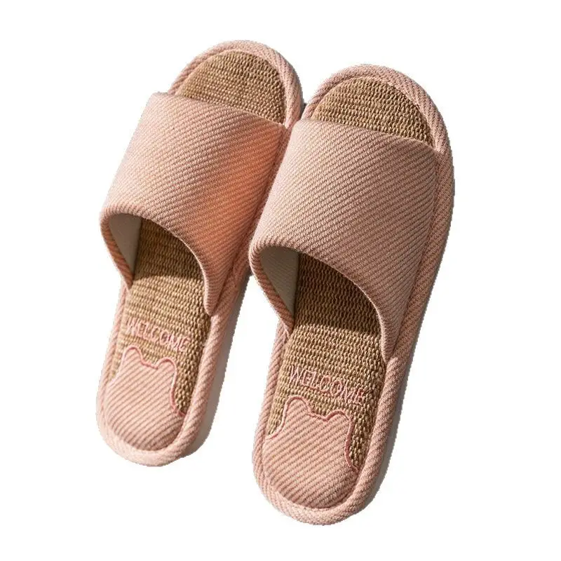 Linen Slippers Women's Summer Indoor Household Non-slip Home Floor Four Seasons Couple's Cotton Linen Slippers Men's