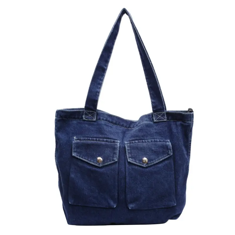 Women Denim Tote Bag Large Capacity Casual Shoulder Handbag