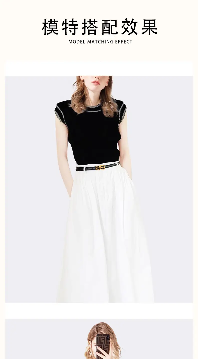 Women's Black Leather Belt with Gold Logo Buckle — feature 4