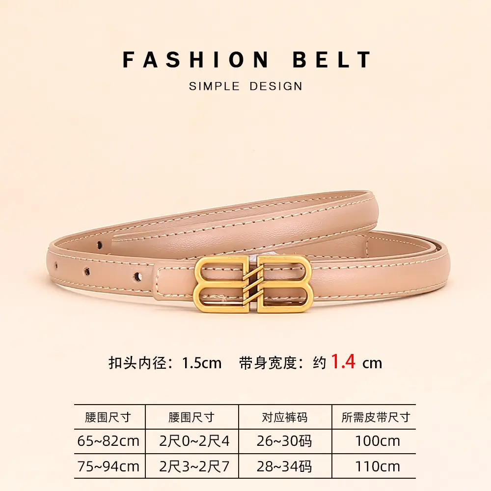 Women's Black Leather Belt with Gold Logo Buckle - Image 4