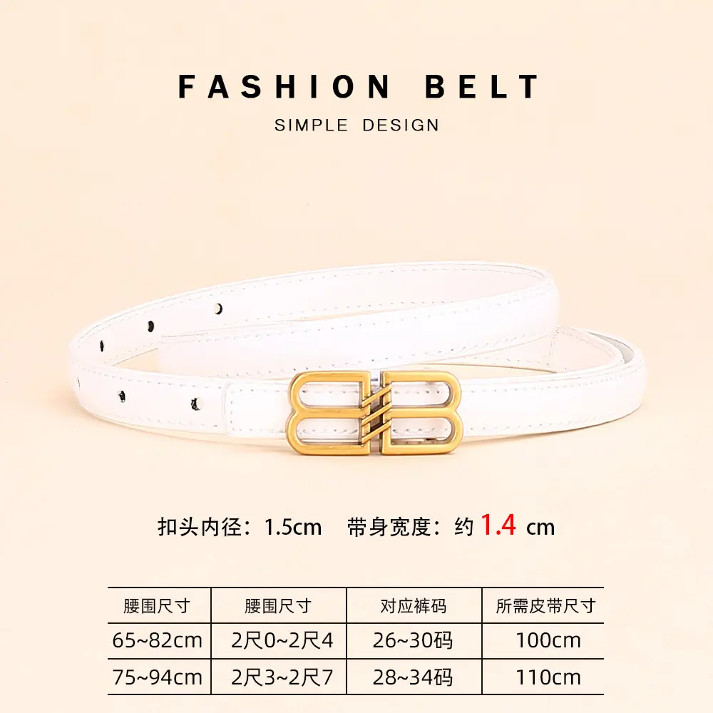 Women's Black Leather Belt with Gold Logo Buckle - Image 6