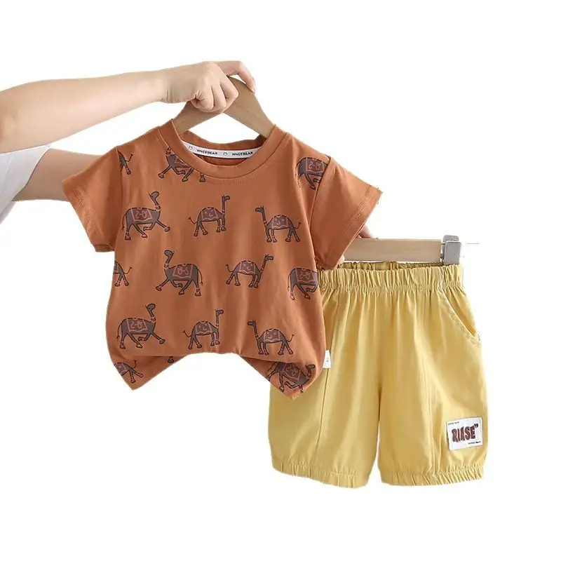 Boys Summer Camel Print 2-Piece Suit Yellow 1-5Y - Image 8