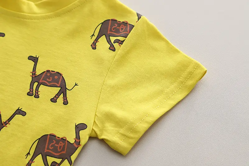 Boys Summer Camel Print 2-Piece Suit Yellow 1-5Y — feature 14