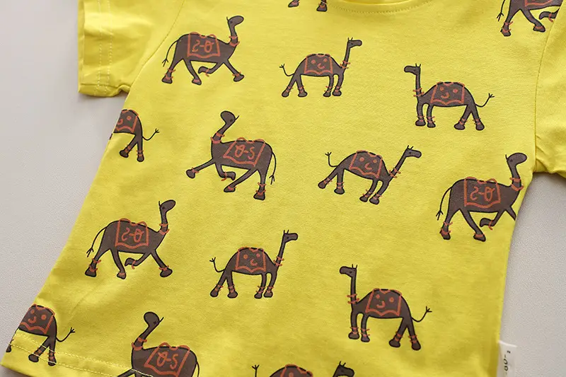 Boys Summer Camel Print 2-Piece Suit Yellow 1-5Y — feature 15