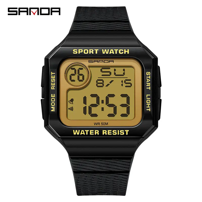 Sanda Black Digital Sport Watch with Water Resistant 11:39 Display - Image 3