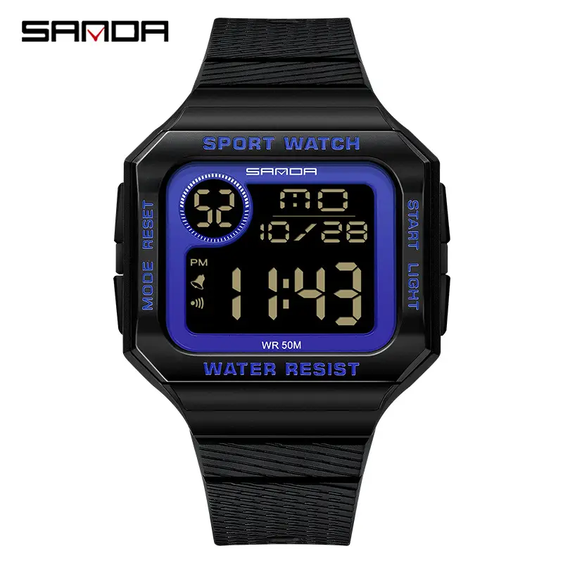 Sanda Black Digital Sport Watch with Water Resistant 11:39 Display - Image 4