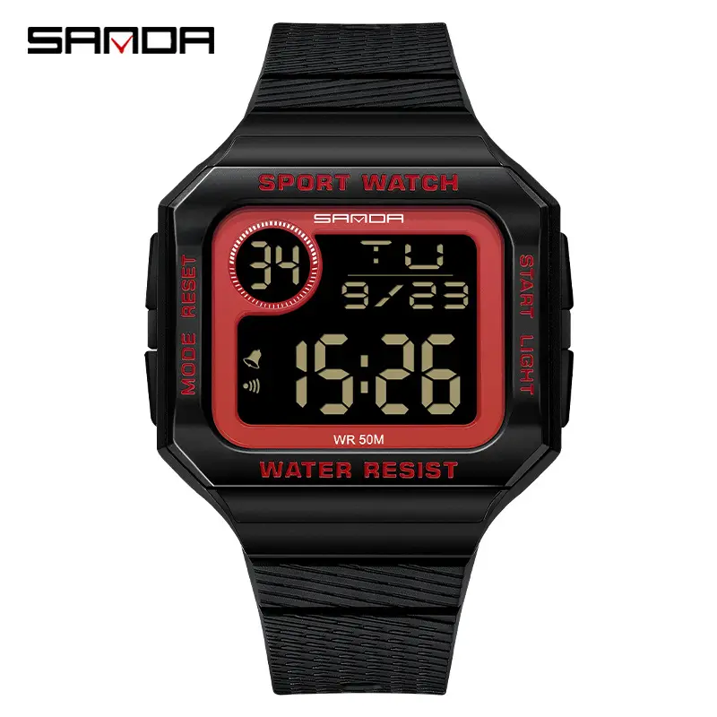 Sanda Black Digital Sport Watch with Water Resistant 11:39 Display - Image 5