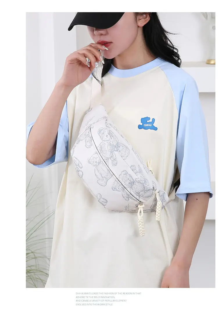Cartoon Print Crossbody Waist Bag Mint Green — feature 15