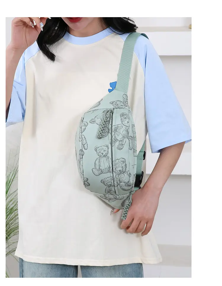 Cartoon Print Crossbody Waist Bag Mint Green — feature 16