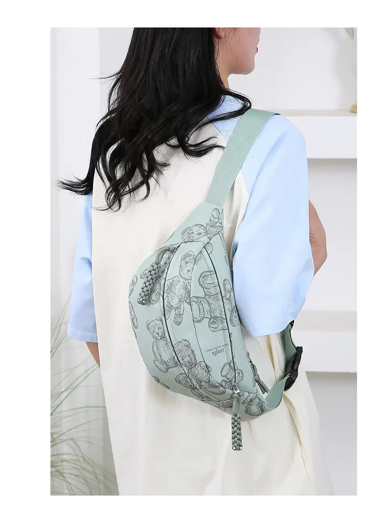 Cartoon Print Crossbody Waist Bag Mint Green — feature 17