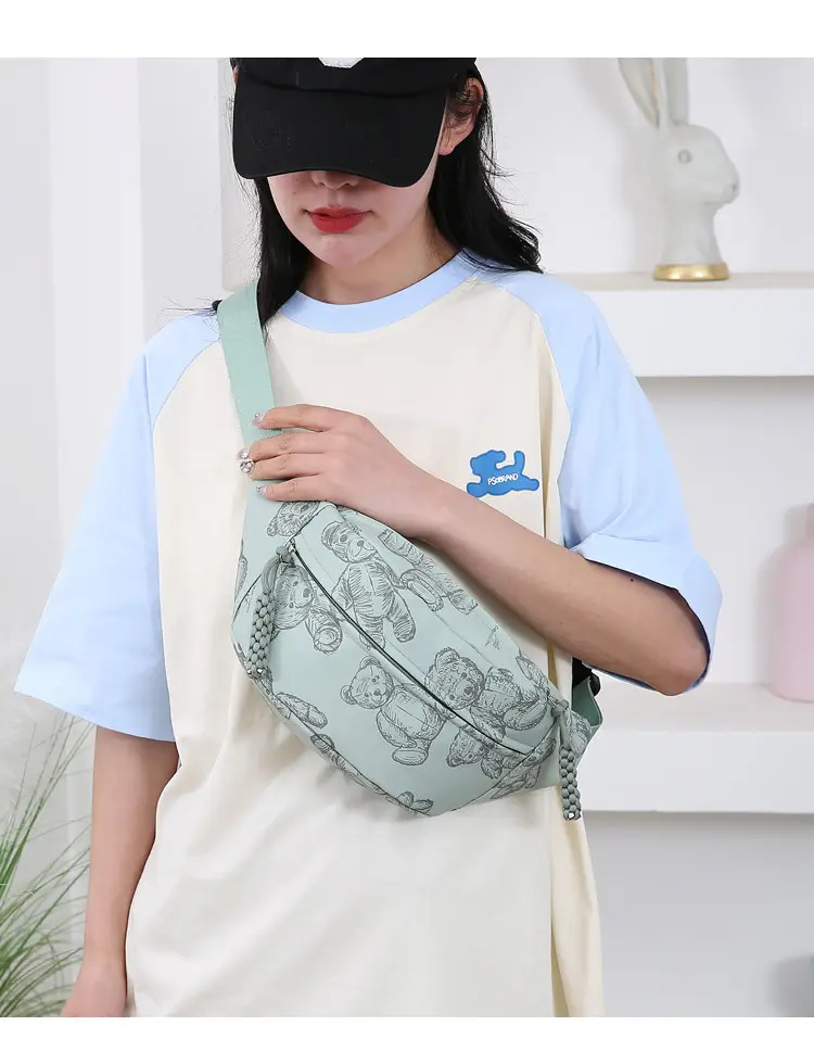 Cartoon Print Crossbody Waist Bag Mint Green — feature 18