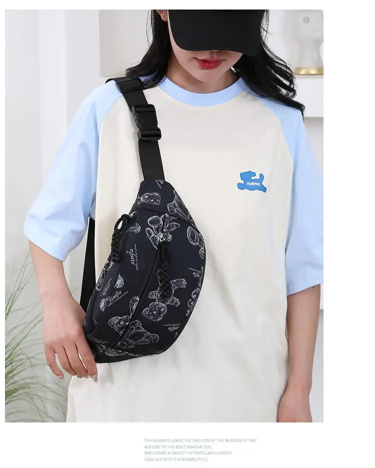 Cartoon Print Crossbody Waist Bag Mint Green — feature 20