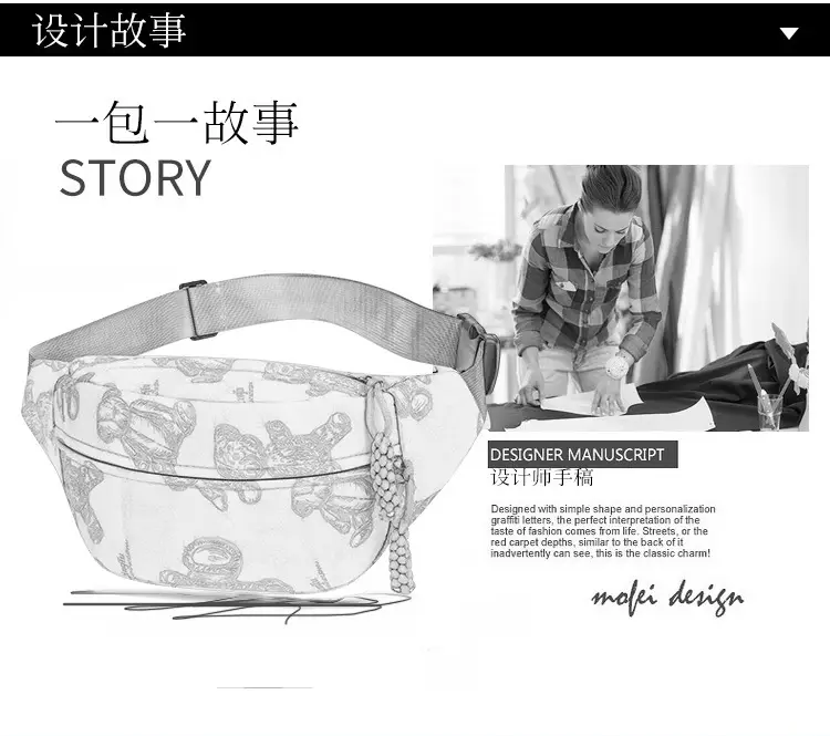 Cartoon Print Crossbody Waist Bag Mint Green — feature 8