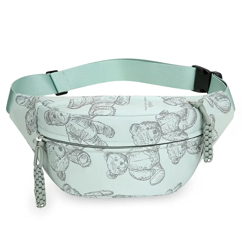 Cartoon Print Crossbody Waist Bag Mint Green
