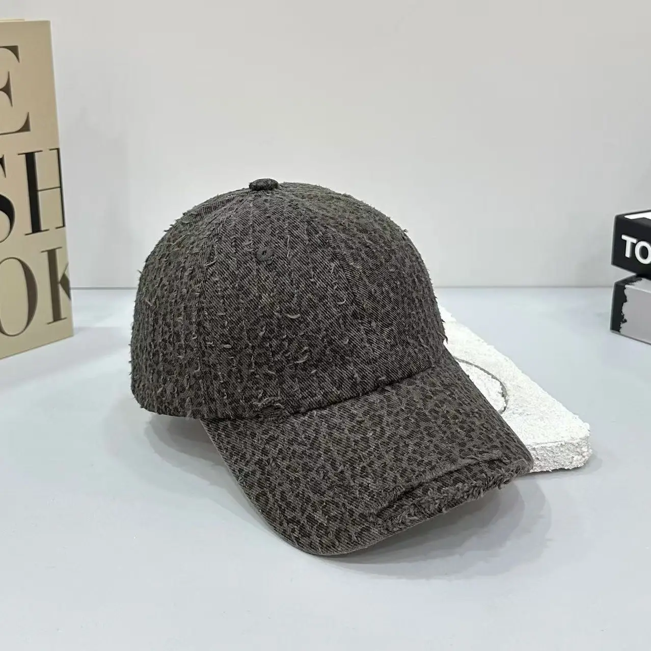 Leopard Print Distressed Cap for Men Women Sun Hat - Image 4