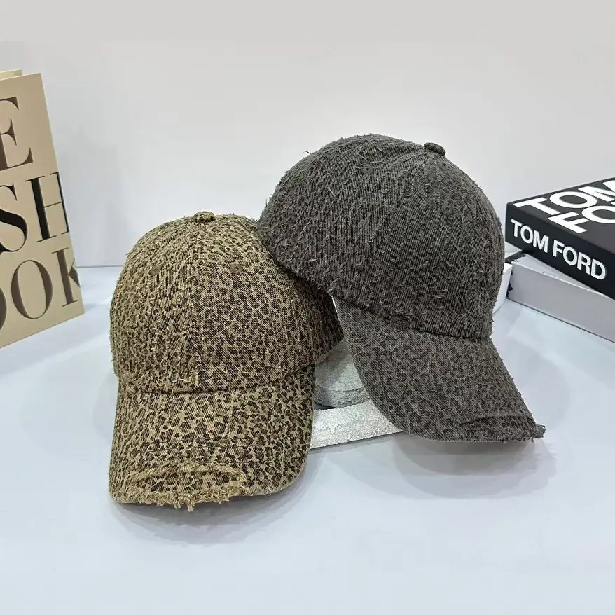 Leopard Print Distressed Cap for Men Women Sun Hat - Image 5