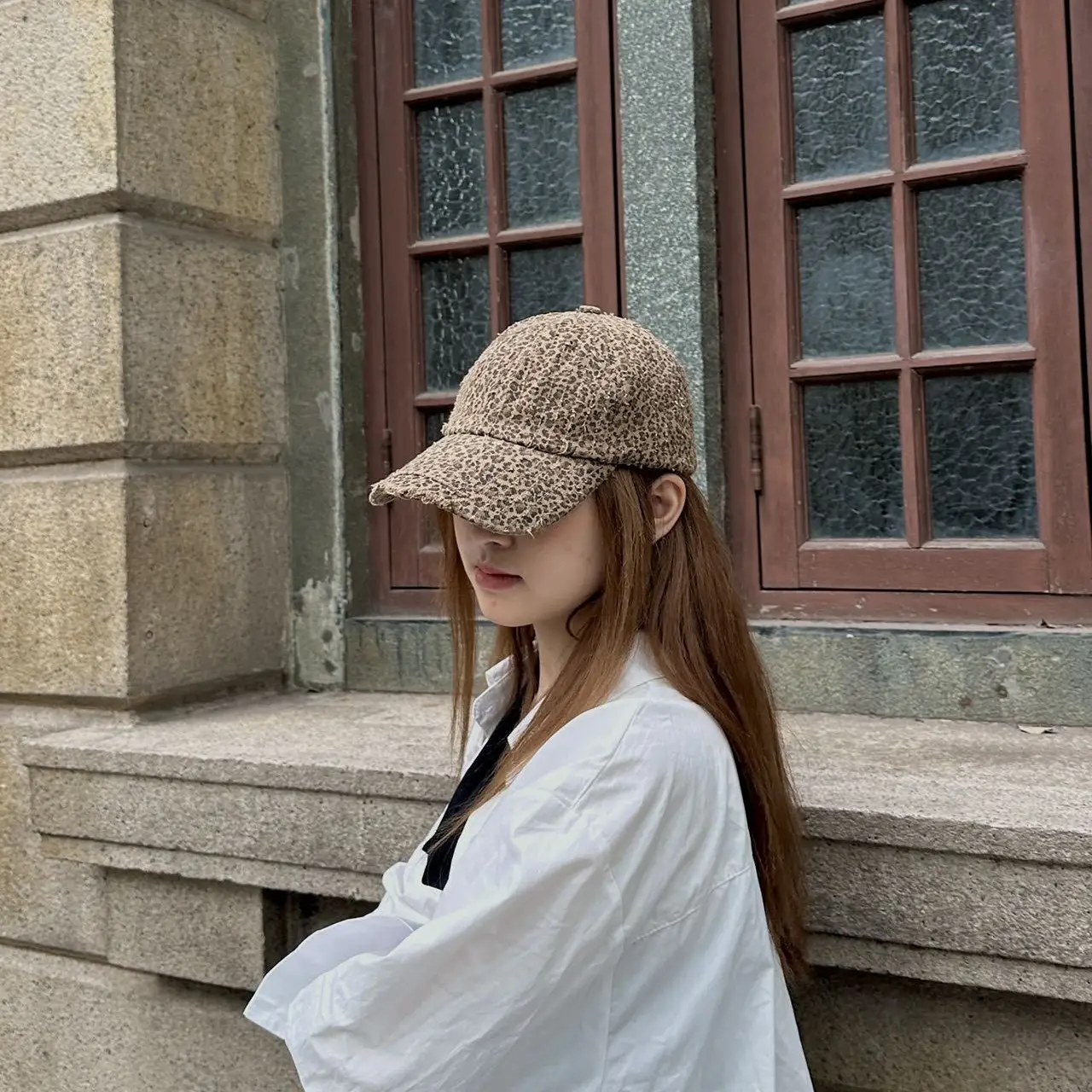 Leopard Print Distressed Cap for Men Women Sun Hat - Image 6