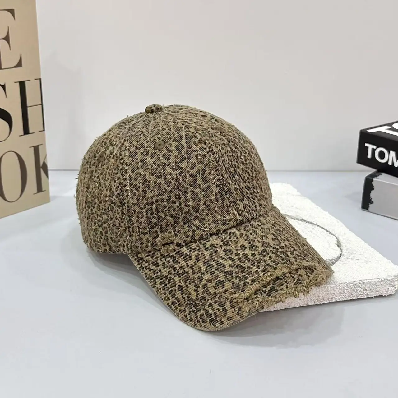 Leopard Print Distressed Cap for Men Women Sun Hat - Image 7