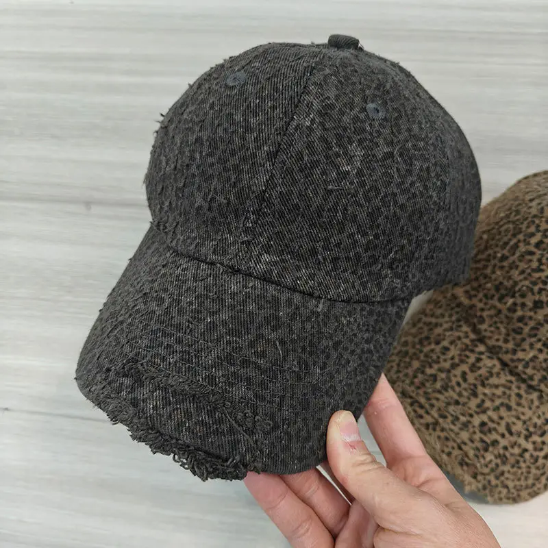Leopard Print Distressed Cap for Men Women Sun Hat — feature 7